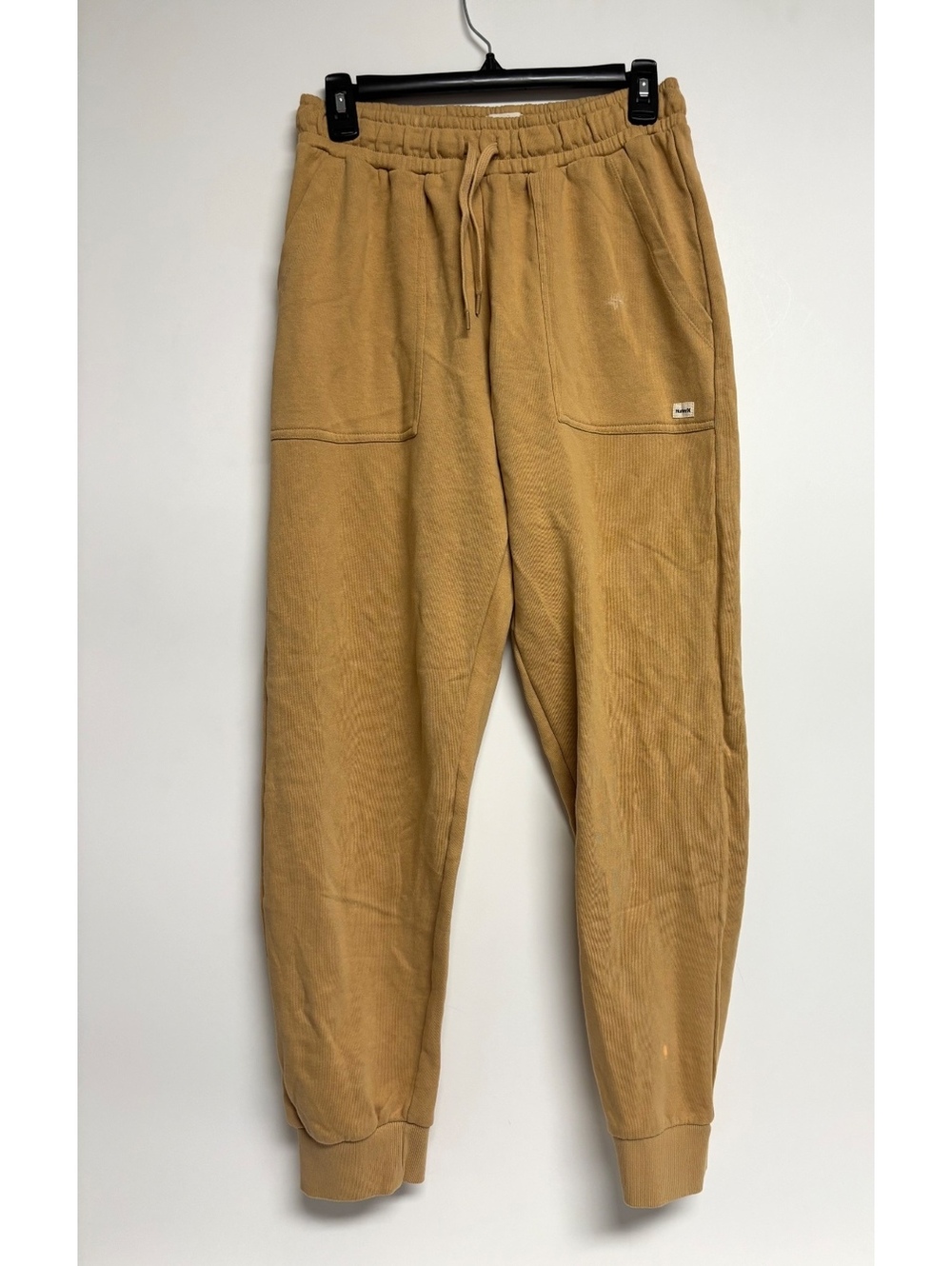 Hurley Women’s Small Tan Fleece Jogger Sweatpants Drawstring Pockets Cotton